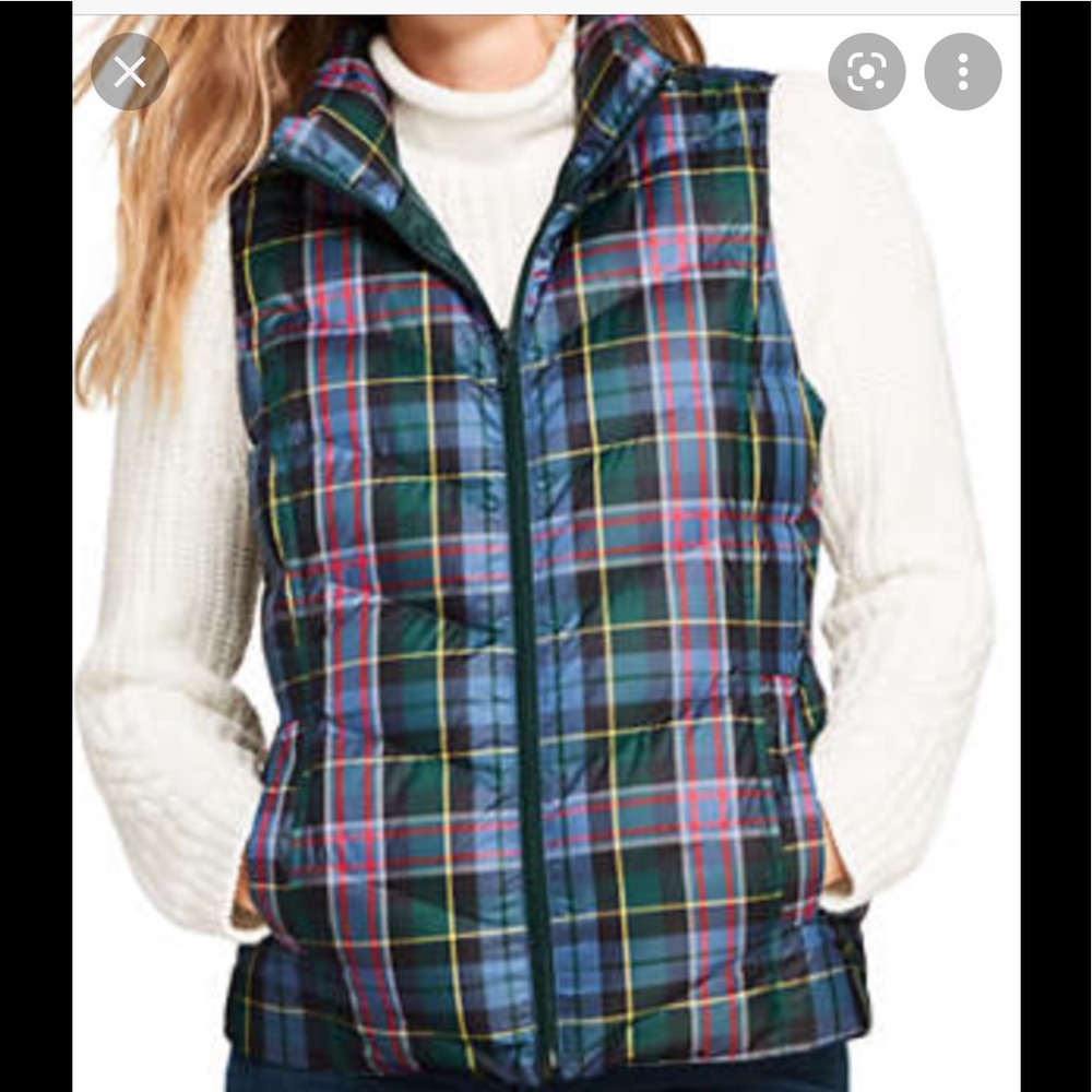 🎉 HP 🎉 Lands’ End Plaid Down Vest size M